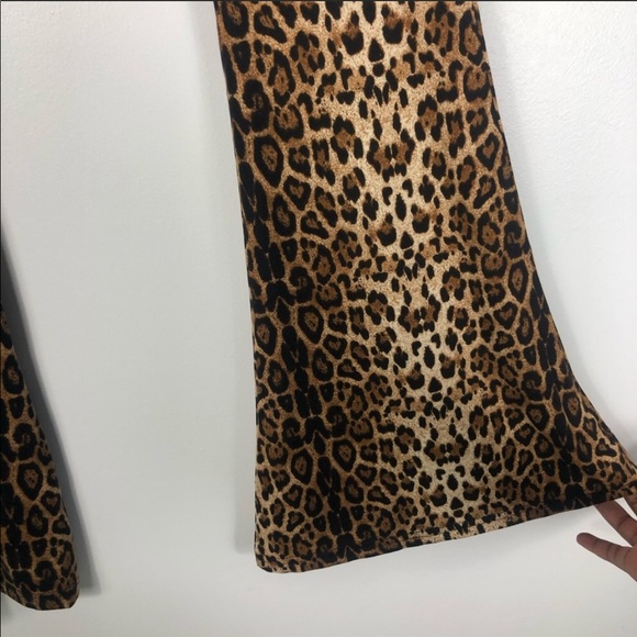 NWT Leopard Print High Waisted Flare Leg Pants - Picture 6 of 6